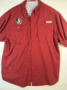 Columbia PFG Omni-Shade Short Sleeve Button-Up Fishing Shirt L/G